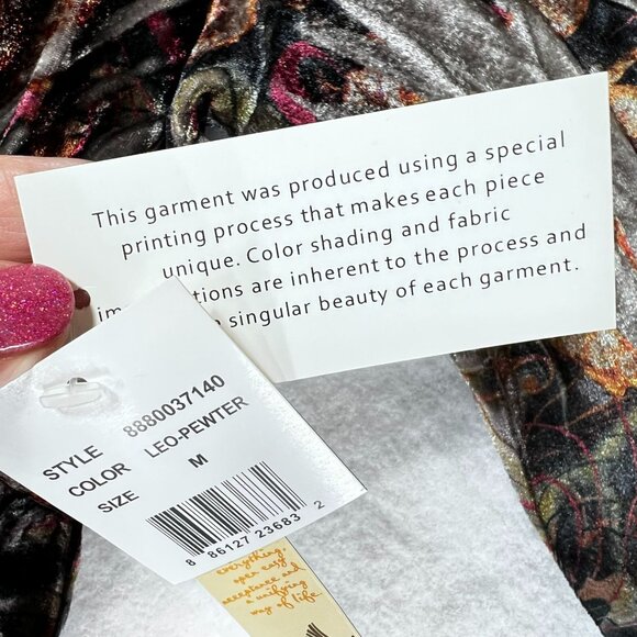 NWT Velvet Tunic Top Boho V-Neck Elastic Waist Scalloped Sequin Sparkles Med - Picture 11 of 16